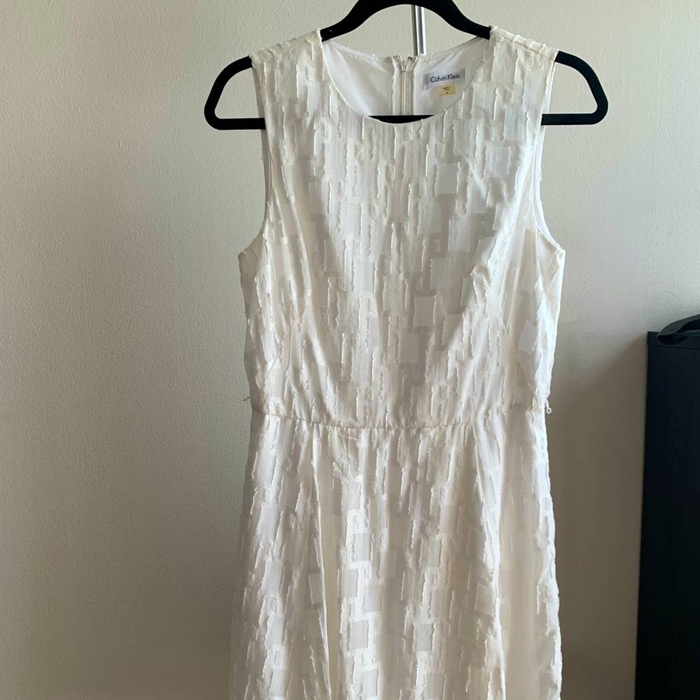 Calvin Klein over the knee sleeveless white dress